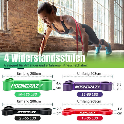 Widerstandsbänder, verschiedene Stufen mit Türanker und Griffen, Fitnessbänder für Krafttraining, Training, Physiotherapie, Yoga, für Männer und Frauen