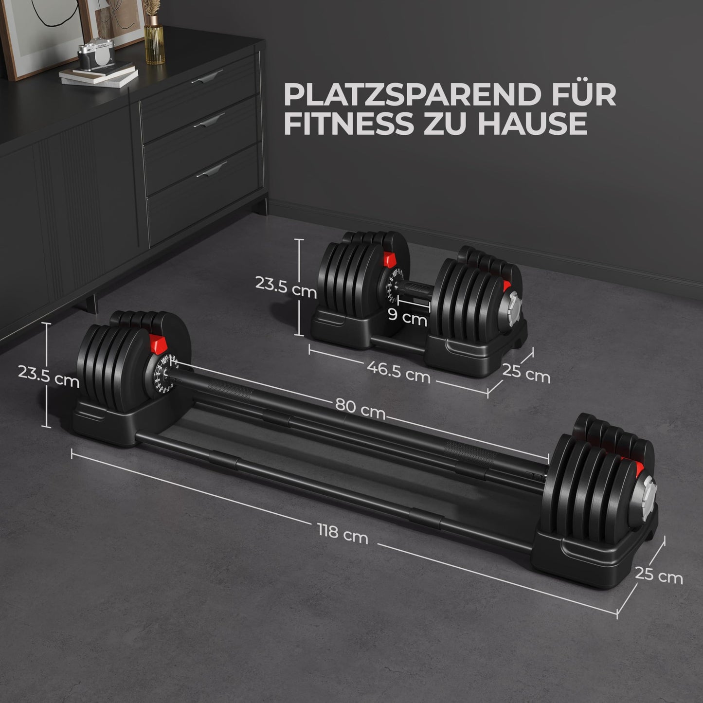Yaheetech verstellbare Hanteln 18 kg / 24 kg / 40 kg Hantelset Gewichtsstufen Verstellbares Hantelset mit 3/2 Modi