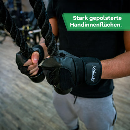 Netrox Sporttrainingshandschuhe mit Handgelenkstütze für Krafttraining, Fitnesshandschuhe für Sport, Fitnessstudio mit Handgelenkschutz, Sporthandschuhe für Männer und Frauen, Fitnesshandschuhe, Trainingshandschuhe