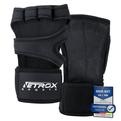 NetroxSports® Trainingshandschuhe mit Handgelenkbandage für Krafttraining, Bodybuilding & Crossfit, rutschfest für Männer und Frauen