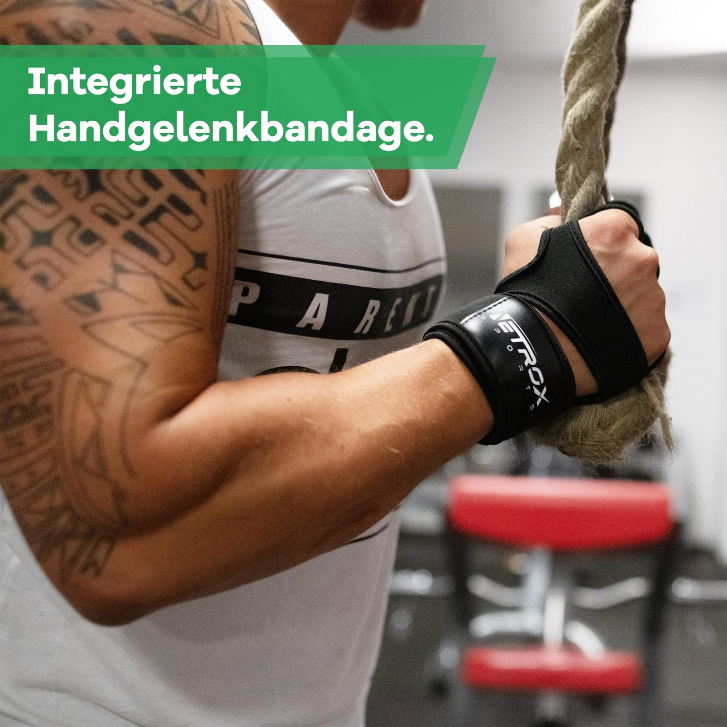 NetroxSports® Trainingshandschuhe mit Handgelenkbandage für Krafttraining, Bodybuilding & Crossfit, rutschfest für Männer und Frauen