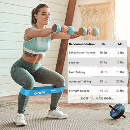 Gritin Fitness Bands [Set of 5] Resistance Bands with 5 Levels, 100% Latex Fitness Band Resistance with German Exercise Instructions and Carry Bag, Gymnastics Band for Muscle Building, Yoga