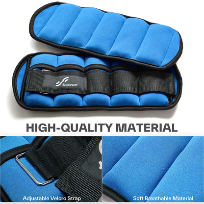 Sportneer 2er Pack Knöchelgewichte Verstellbares Knöchelgewichte-Set Handgelenkriemen 0,45 kg - 2,25 kg (pro Knöchel) / 0,9 kg - 4,5 kg (pro Paar)